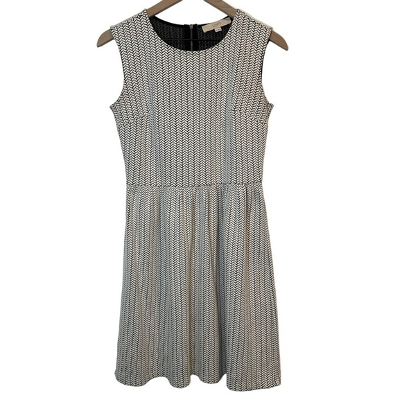 LOFT White Cotton Textured Sleeveless Knit A-Line Dress Size 2 - Picture 4 of 10